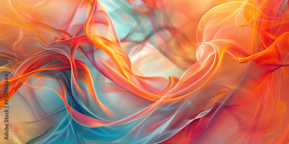 Naklejka premium Artistic Expression: Abstract Art for a Creative Workspace - Picture abstract artworks that inspire creativity and imagination, with vibrant colors and dynamic forms that stimulate the mind