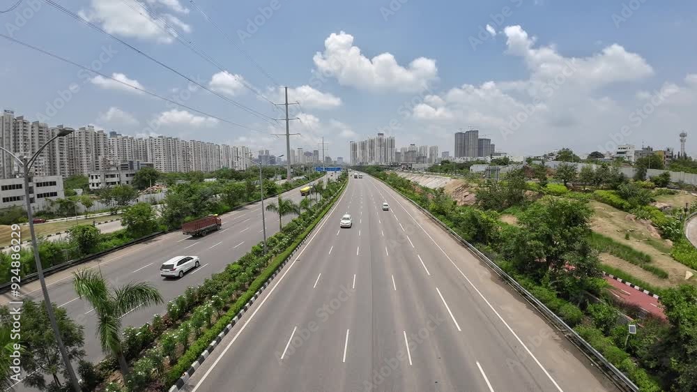 Above View of Vehicles Moving On Highway At Day Time Above View of Vehicles Moving On Highway At Day Time