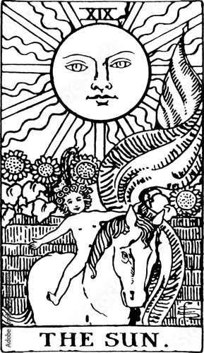 The Sun, an individual major arcana tarot card 