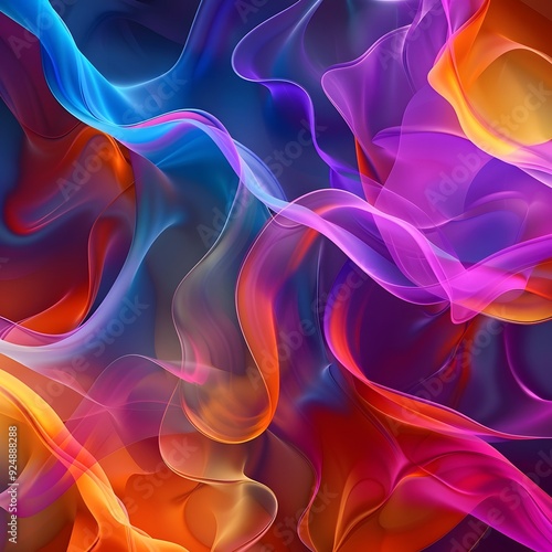 Abstract fluid shapes with vibrant colors blending in modern design