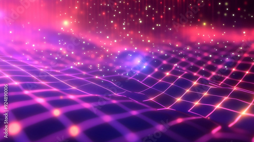 Holographic Grid Background with Shimmering Light Effects