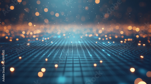 Holographic Grid Background with Shimmering Light Effects