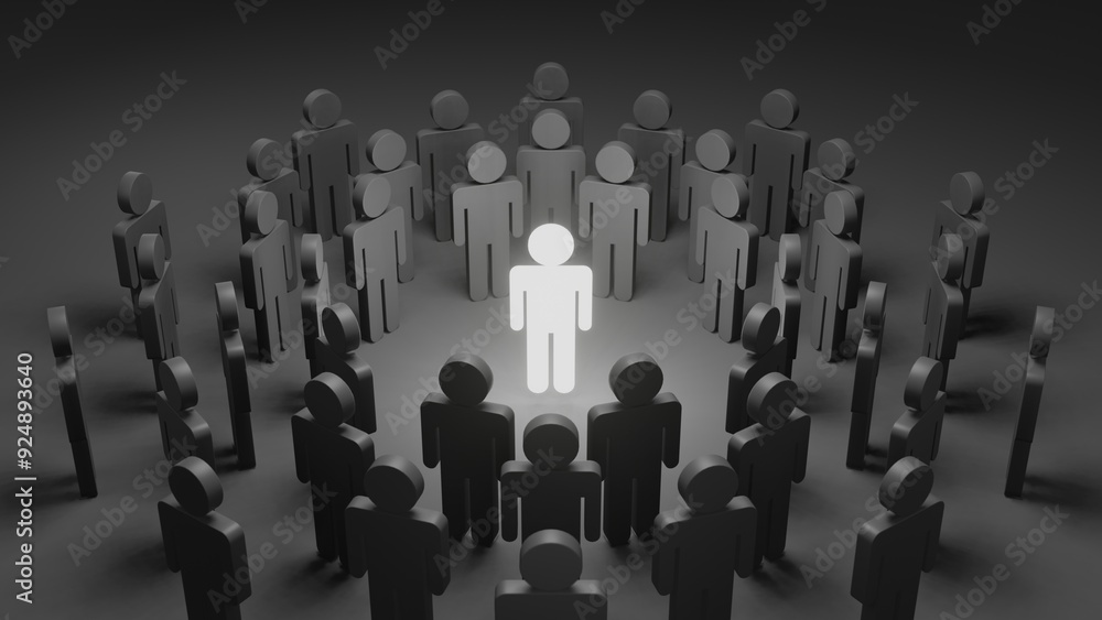 Illuminated Human Figure Among a Group Illuminated Human Figure Among a Group