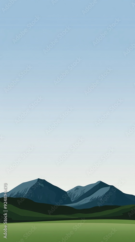 Fototapeta premium Silhouette of Mountains Against a Clear Sky.