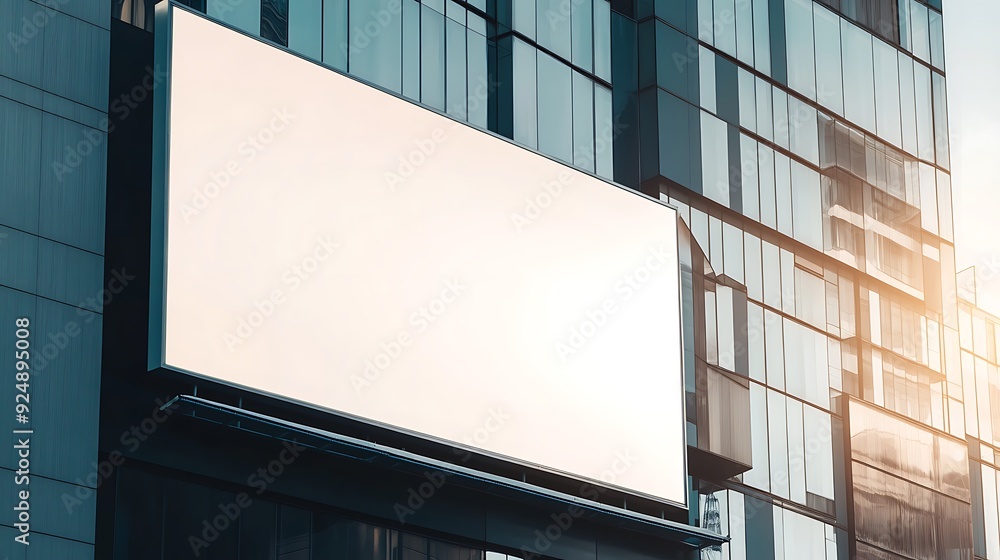 Large Billboard Advertisement Mockup on Modern Building in Daylight Large Billboard Advertisement Mockup on Modern Building in Daylight
