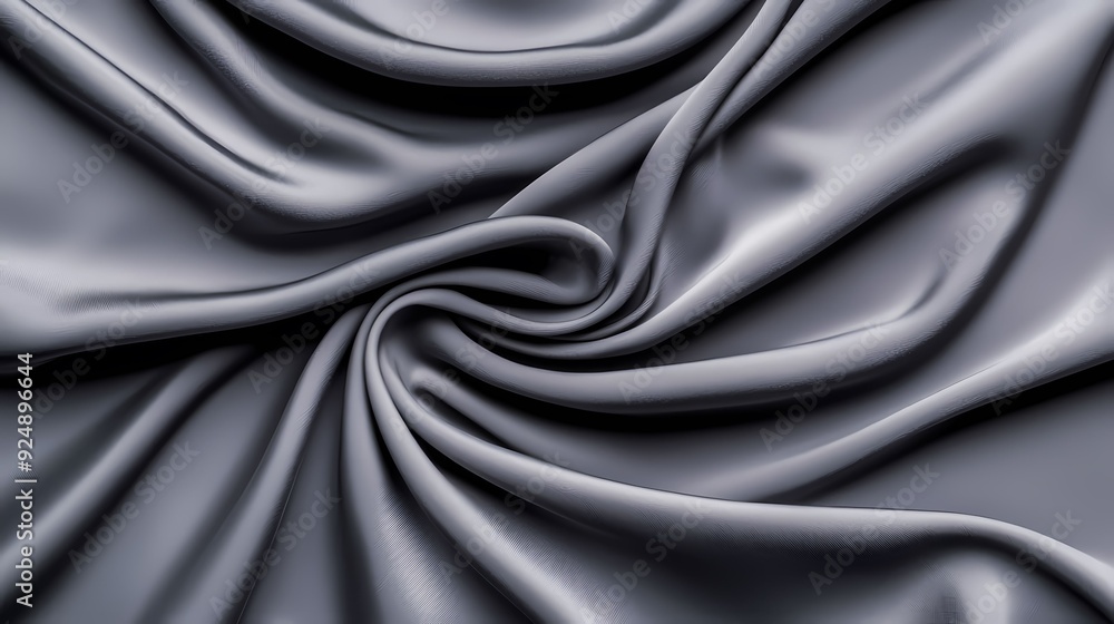 Obraz premium Close-up of luxurious gray satin fabric, showcasing gentle folds and smooth texture. Perfect for fashion or interior design projects.