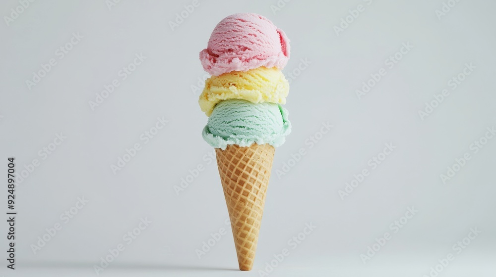 Isolated rainbow ice cream cone on transparent background Isolated rainbow ice cream cone on transparent background