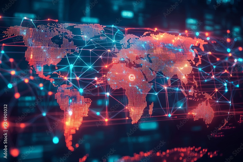 Global Digital Business Network Connection Illustration created with Generative AI