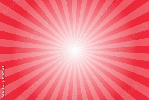 Abstract imperial red sunburst background with sun ray. Pattern of starburst. Texture with light of sunburst. Radial beam of sunlight. Retro background with flash. Design of sunbeams. Vector.
