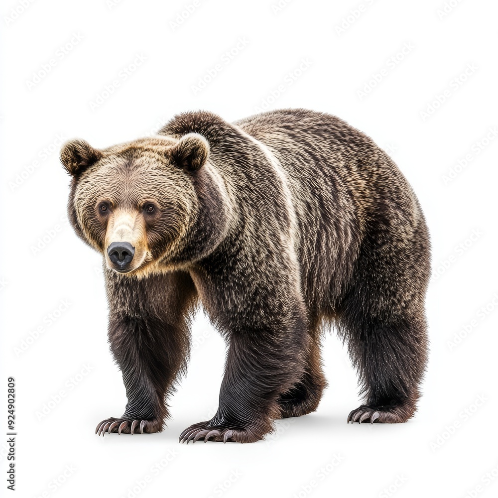 A brown bear is isolated on a transparent background with its full body A brown bear is isolated on a transparent background with its full body