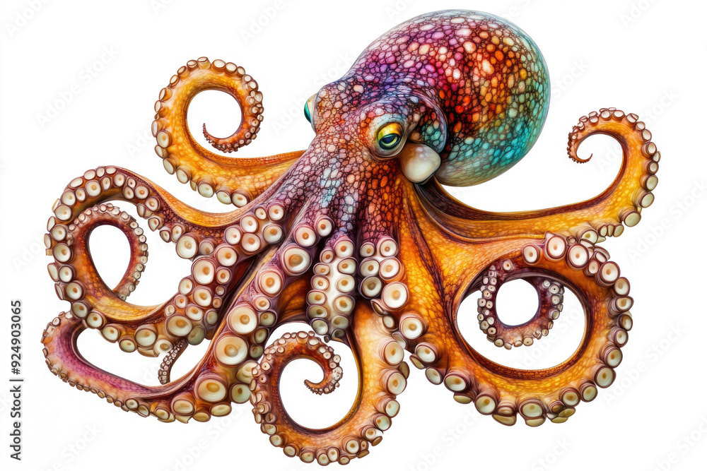 Octopus with textured skin and tentacles isolated on a white background. Octopus with textured skin and tentacles isolated on a white background.