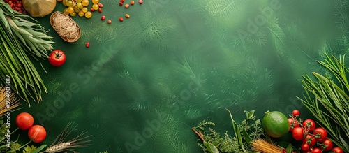 Sukkot celebration composition on a green background with a copy space image photo