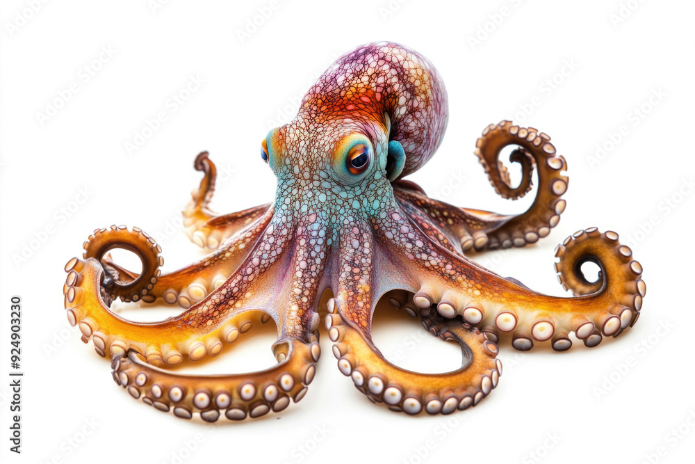 Fototapeta premium Octopus with textured skin and tentacles isolated on a white background.