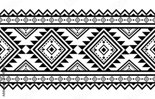Ancient echoes Aztec geometric seamless patterns southwest Navajo Native American tribal ethnic black and white for textile printing