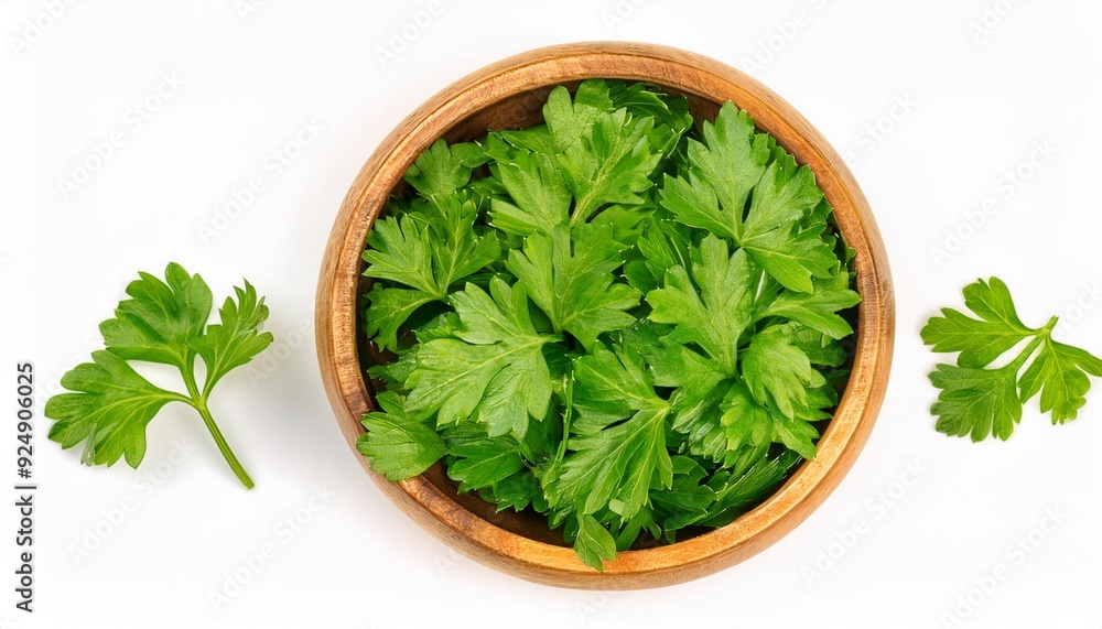 fresh parsley in a wooden bowl