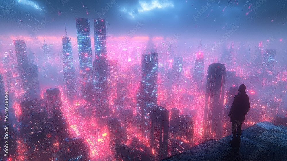 Cyberpunk cityscape at night - generative ai Cyberpunk cityscape at night - generative ai