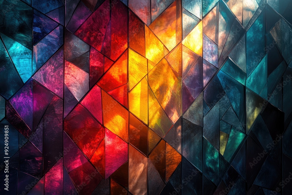 Abstract Geometric Mosaic of Vibrant Glass Tiles Abstract Geometric Mosaic of Vibrant Glass Tiles