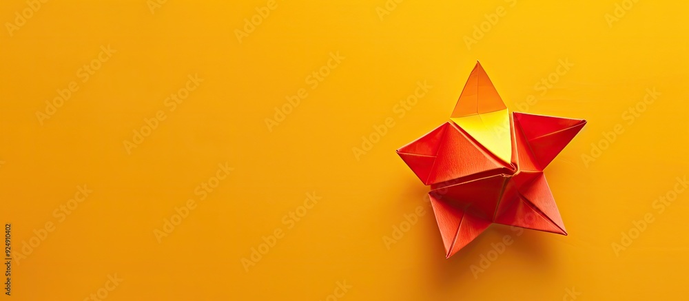 A paper fortune teller made of origami displayed on a vibrant yellow backdrop with copy space image A paper fortune teller made of origami displayed on a vibrant yellow backdrop with copy space image
