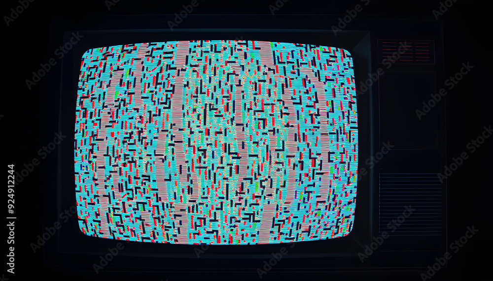 Image Tv Inference TV static noise interference on a TV screen caused by satellite signal ...
