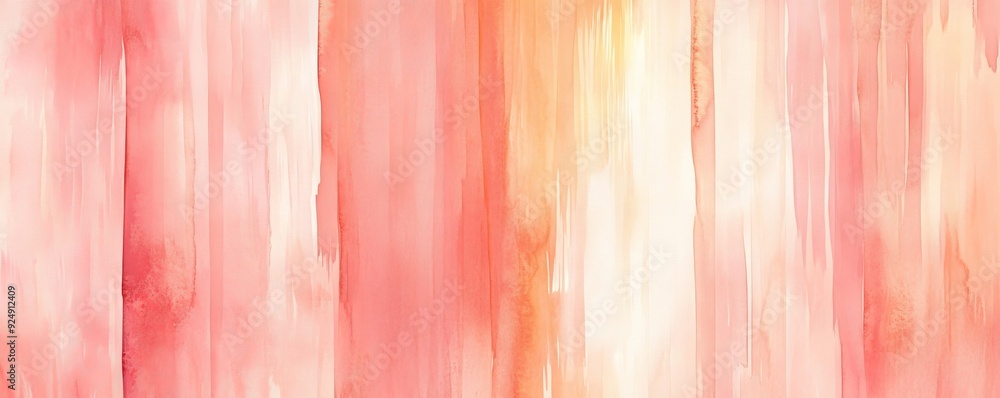 Fototapeta premium Abstract pink orange watercolor background with vertical washes