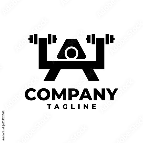 letter A forming a person lifting dumbbell or barbel for fitness center logo. gym sport logo.