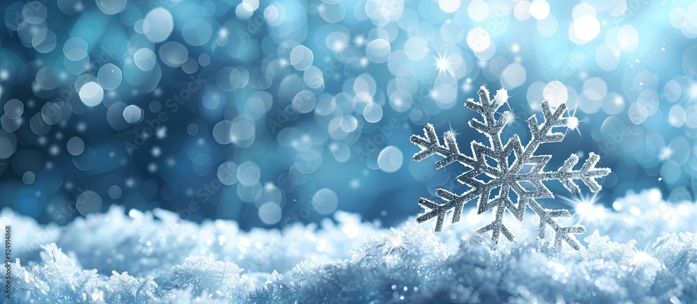 Festive Christmas greeting card featuring a snowy New Year symbol with snowflakes on a Noel themed background designed with ample copy space for your text Festive Christmas greeting card featuring a snowy New Year symbol with snowflakes on a Noel themed background designed with ample copy space for your text