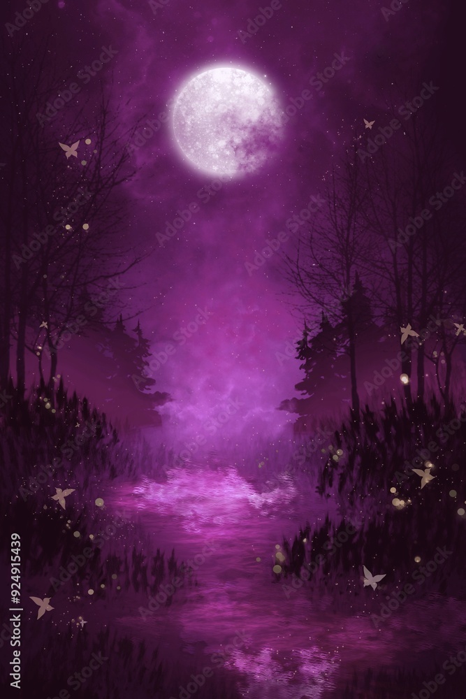 night landscape with moon night landscape with moon