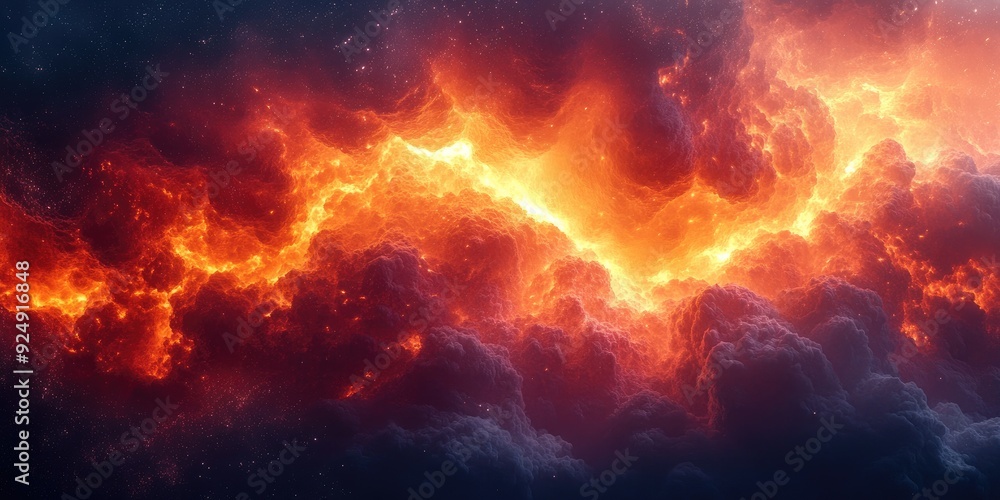 Fiery Cosmic Clouds and Stars in Space Fiery Cosmic Clouds and Stars in Space