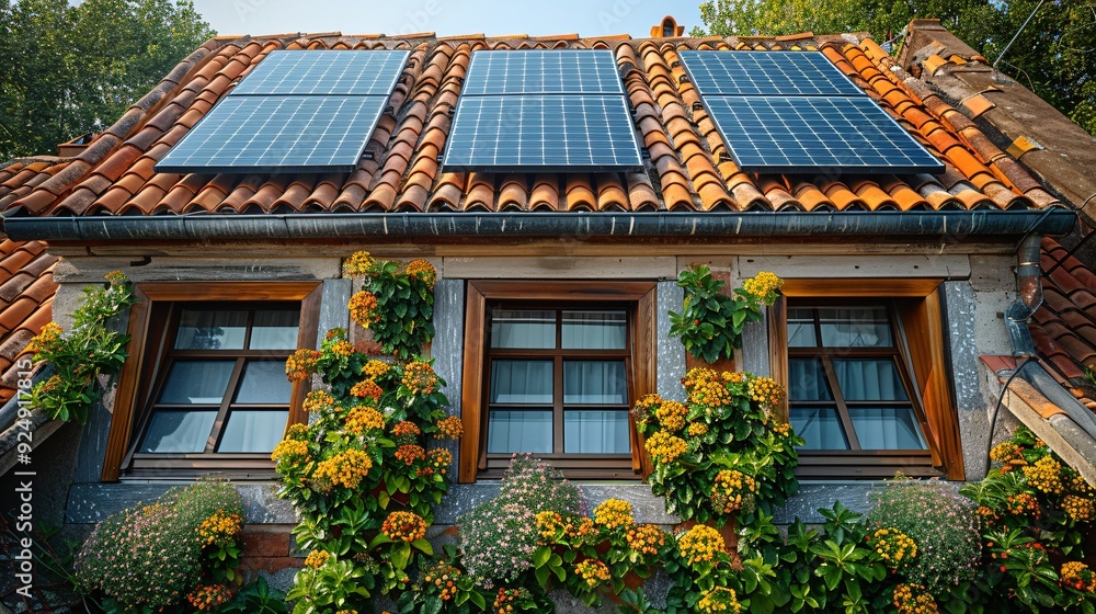 Solar Cells on a Historical Building: Solar cells subtly integrated into the roof of a historical building, preserving its appearance while providing clean energy. Solar Cells on a Historical Building: Solar cells subtly integrated into the roof of a historical building, preserving its appearance while providing clean energy.