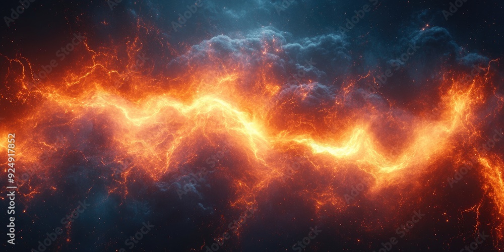 Abstract Cosmic Fire and Smoke with Starry Background Abstract Cosmic Fire and Smoke with Starry Background