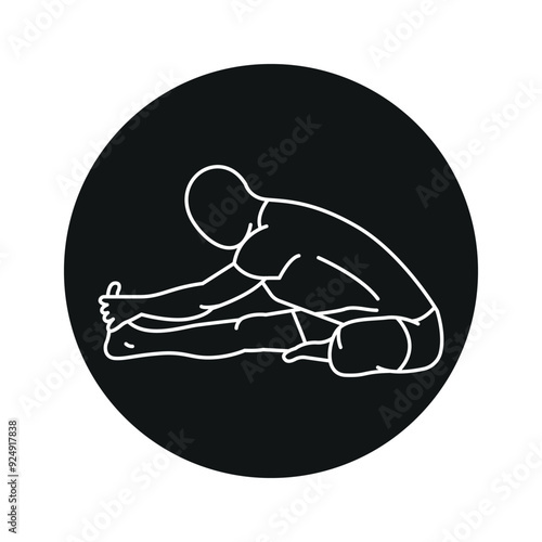 Janu Sirsasana (Head-to-Knee line icon. A man does yoga photo