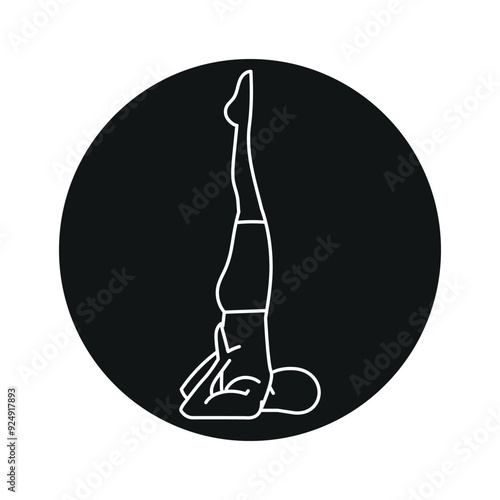 Salamba Sarvangasana (Supported Shoulder Stand) line icon. A man does yoga
