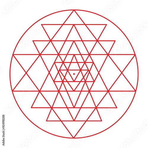 Sri Yantra hand drawn colour sketch for your design