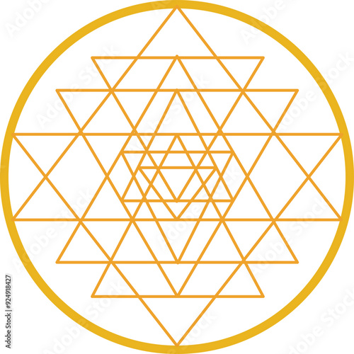 Sri Yantra hand drawn colour sketch for your design