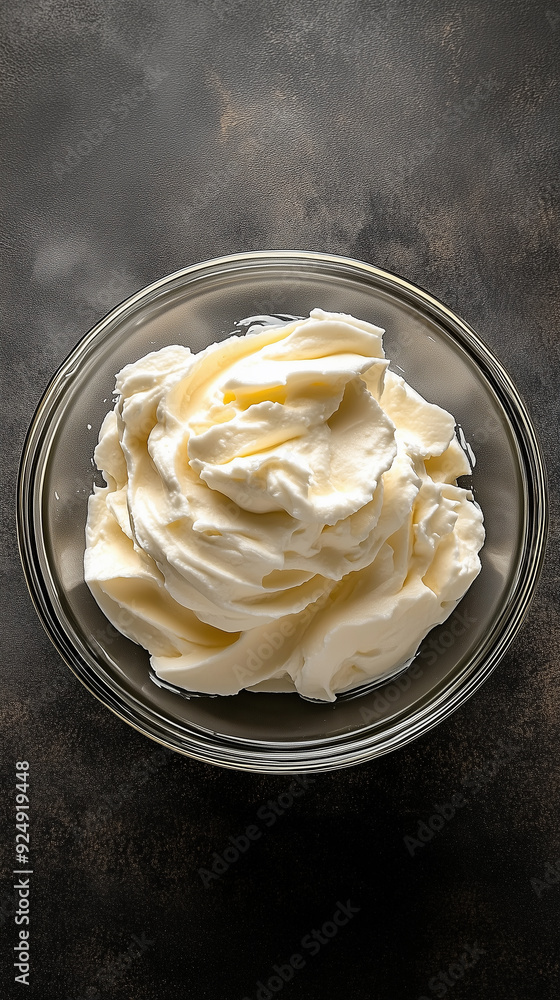 Sourcream in a glass bowl. Sourcream in a glass bowl.
