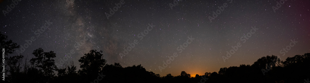 Fototapeta premium The Milky Way, the setting of the moon and the starry night