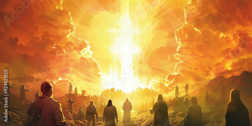 The Eternal Reign: Christ's Second Coming and His Everlasting Rule - Visualize a scene of eternal joy and worship as Christ's Second Coming inaugurates His everlasting reign over all creation