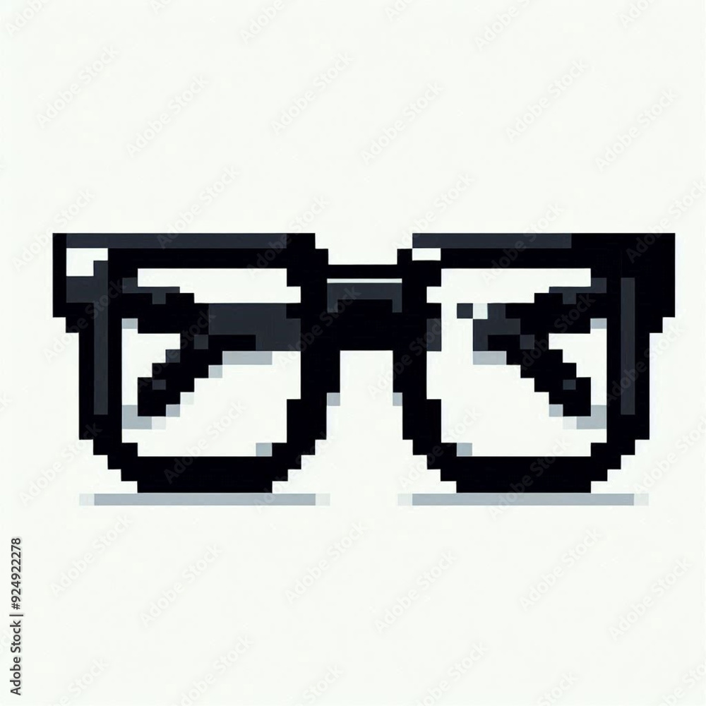 Sleek Black Square Glasses in Crisp Pixel Art Style Sleek Black Square Glasses in Crisp Pixel Art Style