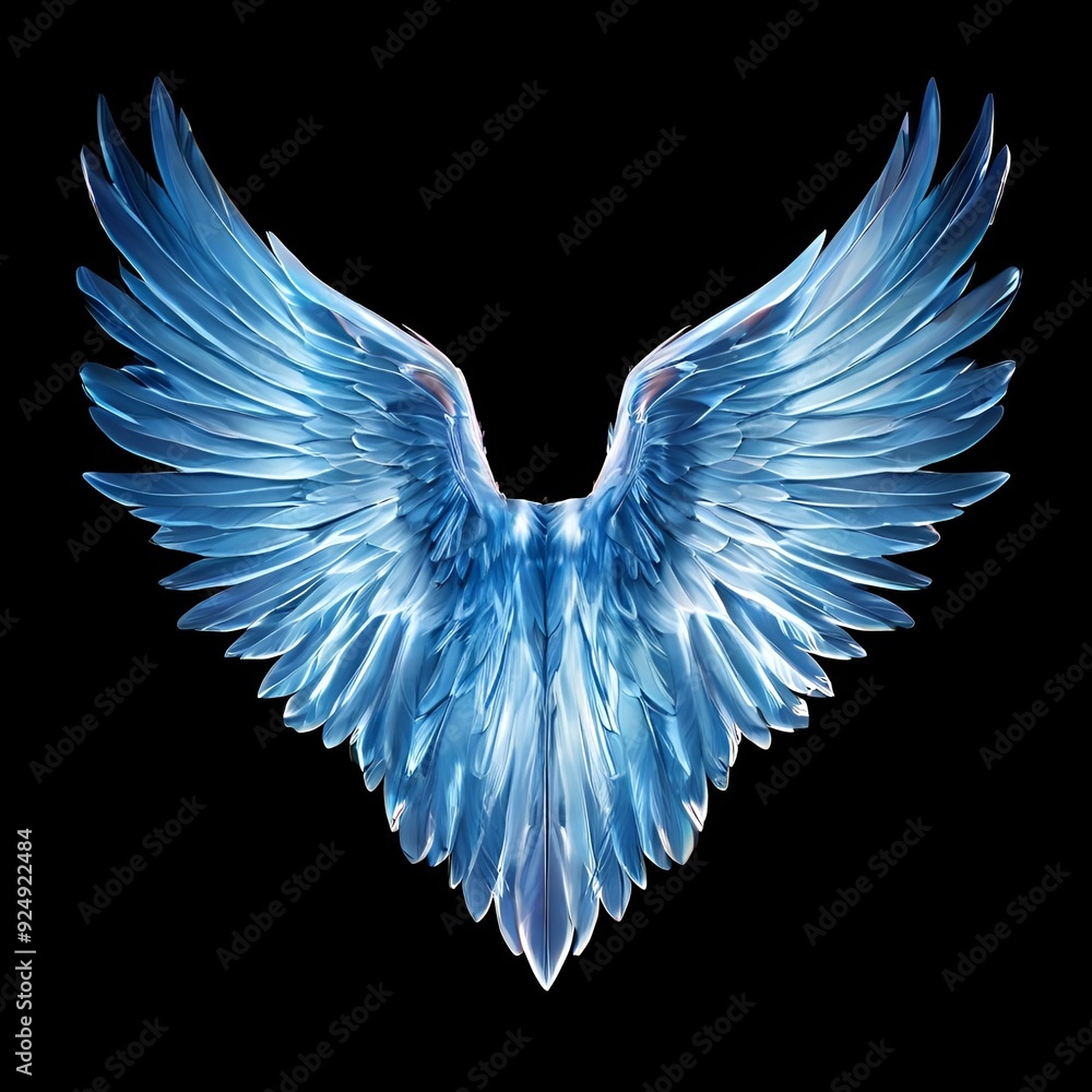 Obraz premium light-blue-angle-wing-light-blue-angelic-halo-of-effect-isolate-on-transparent-png