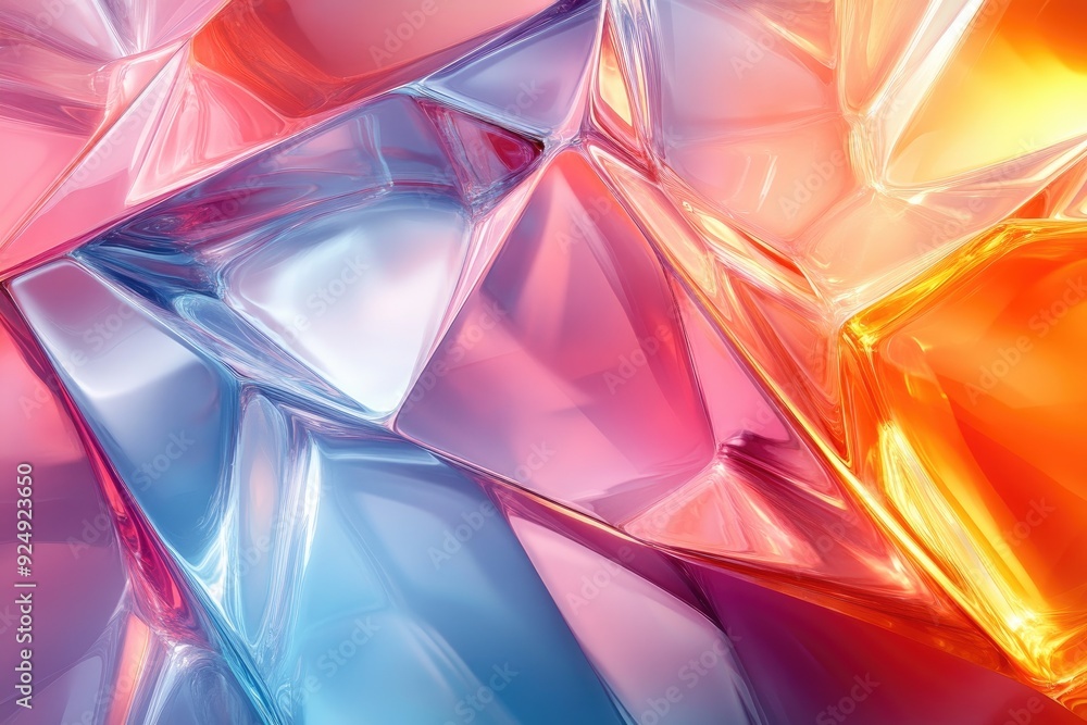 Abstract Shiny Geometric Shapes with Red, Blue, and Orange Colors Abstract Shiny Geometric Shapes with Red, Blue, and Orange Colors
