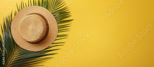 Tropical palm leaf and a su...