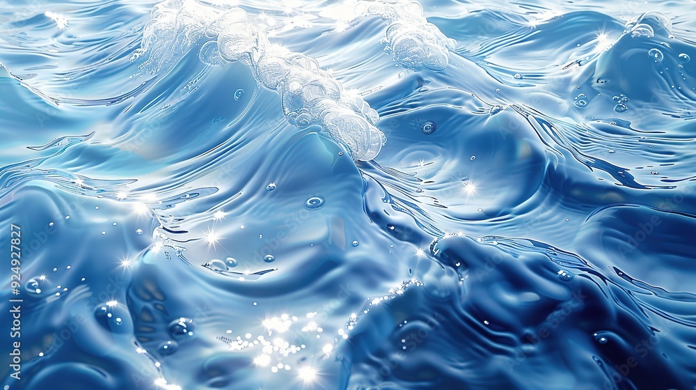 Serene Ocean Scene: Light Blue Ripples of Seawater Gently Lapping Shoreline, Tranquil Beach View Serene Ocean Scene: Light Blue Ripples of Seawater Gently Lapping Shoreline, Tranquil Beach View