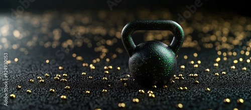 Black iron kettlebell featu...