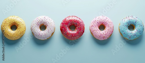 Colorful doughnuts topped w...