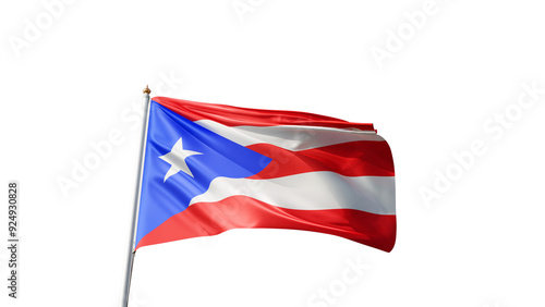 Obraz na plátně Flag of puerto rico  on a transparent background, png, flag on a flag pole wavin