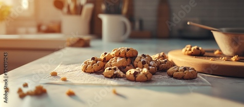 Baking cookies on a counter...