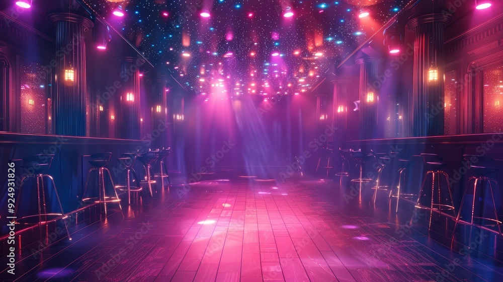 Animated night club background. Generative AI. Animated night club background. Generative AI.