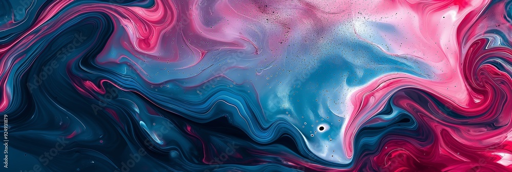 A visually striking abstract painting featuring swirling patterns of pink and blue hues with a blend of textures and dynamic flow. A visually striking abstract painting featuring swirling patterns of pink and blue hues with a blend of textures and dynamic flow.