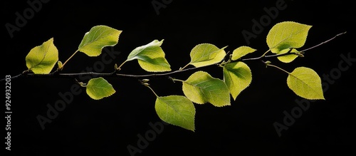 Birch leaves on a branch ag...