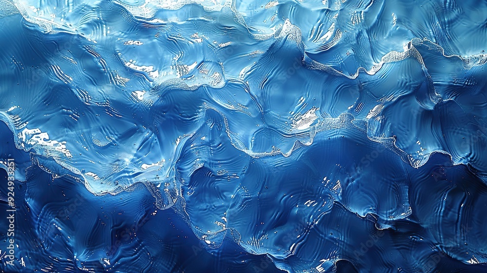 Obraz premium Serene Ocean Scene: Light Blue Ripples of Seawater Gently Lapping Shoreline, Tranquil Beach View
